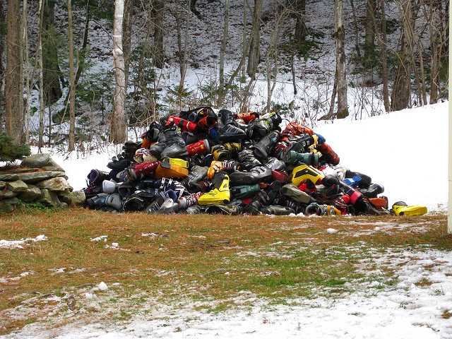old boot pile