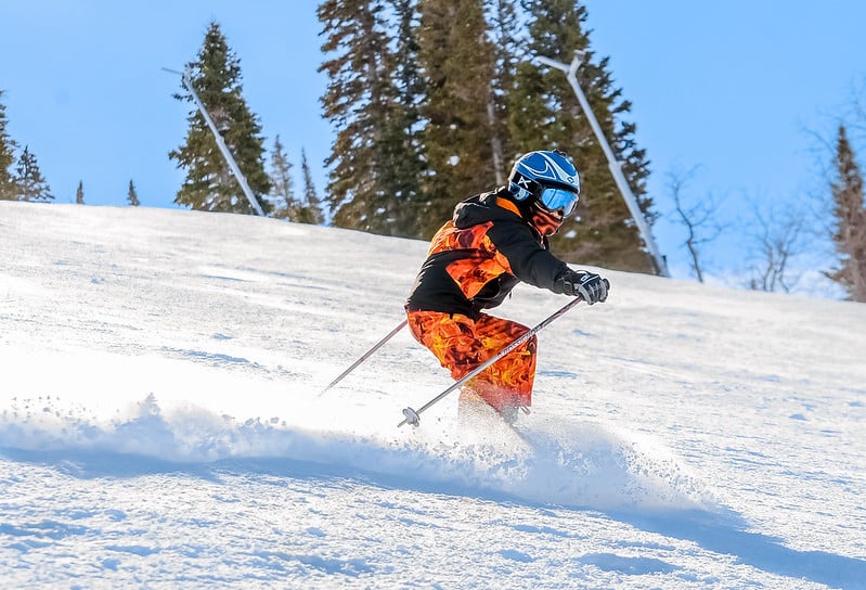 skier in orange