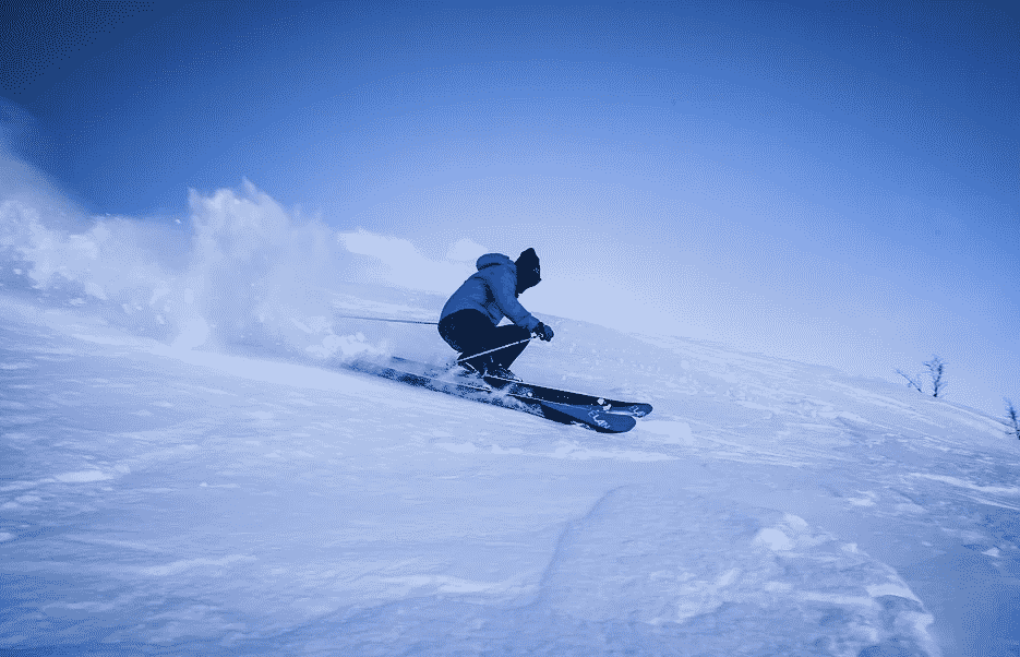 skiier in blue