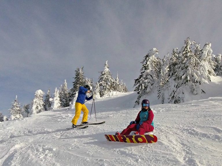 Skier and Snowboarder