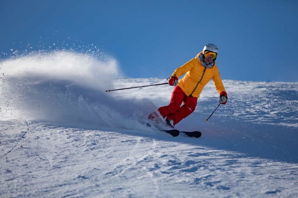 skier in powder
