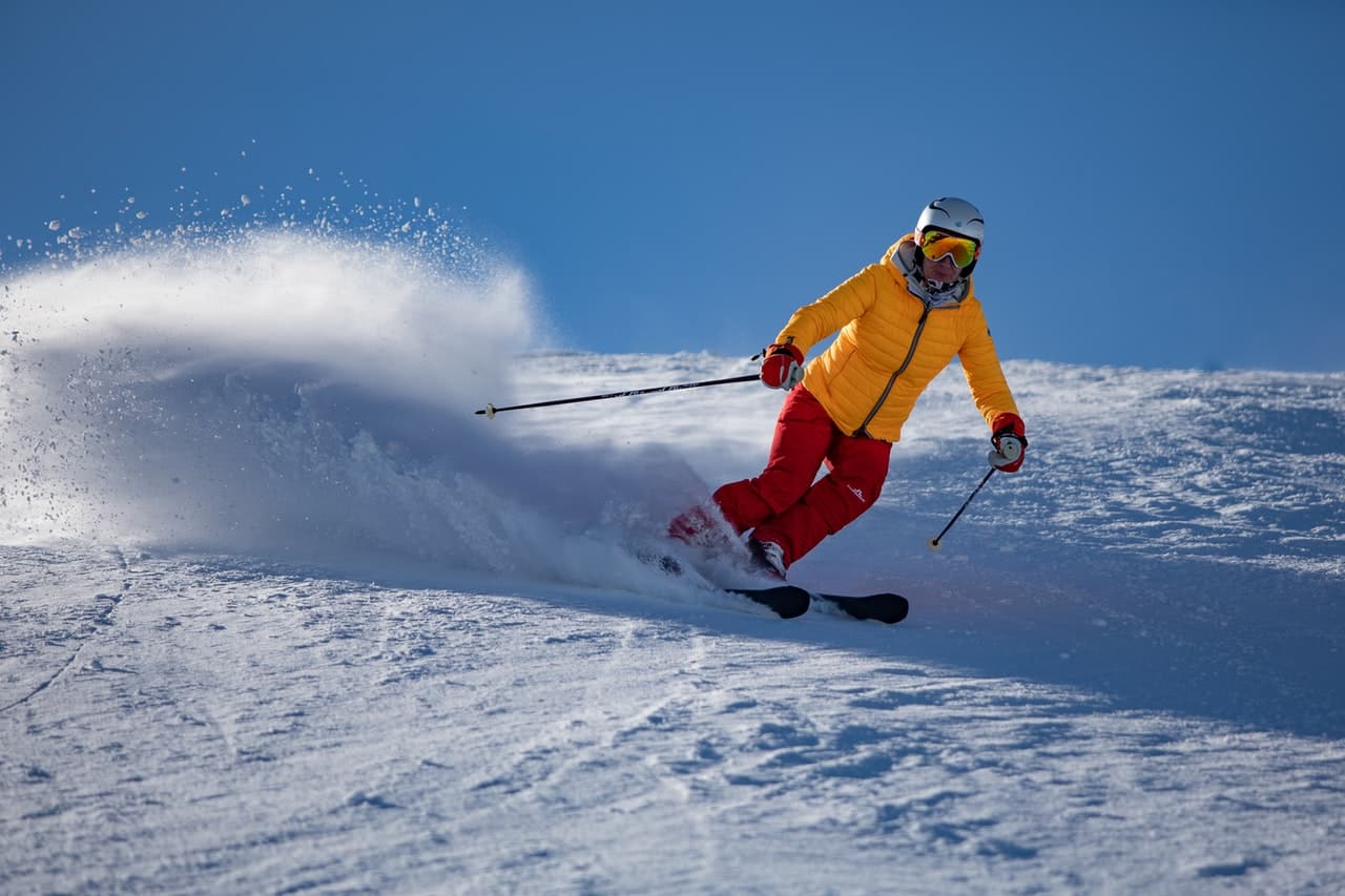 skier in powder