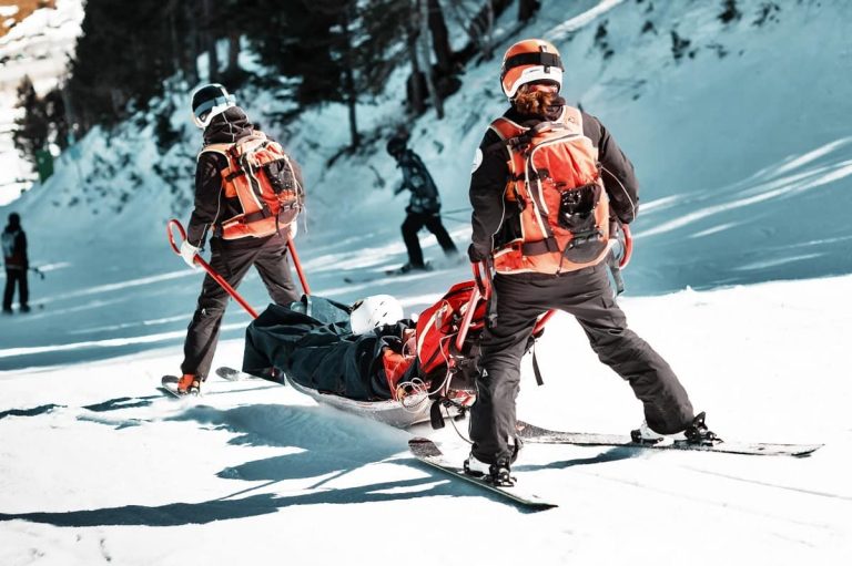 Rescuers at a ski resort