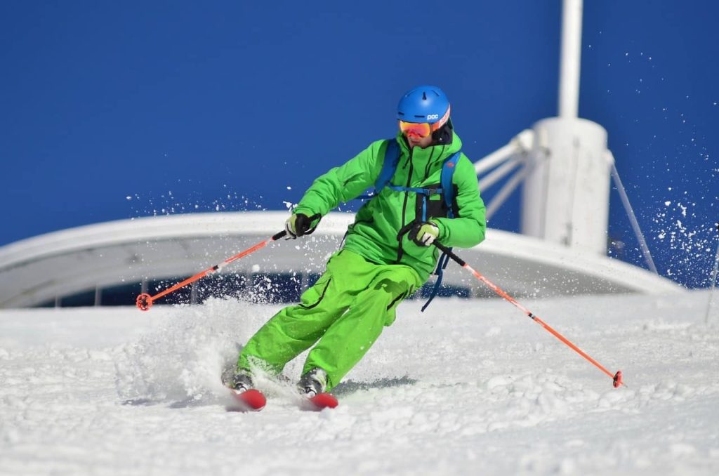 Skiing-in-Green-Attire