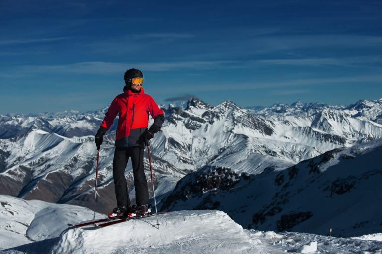 Skier standing up