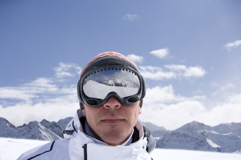 man with ski goggles