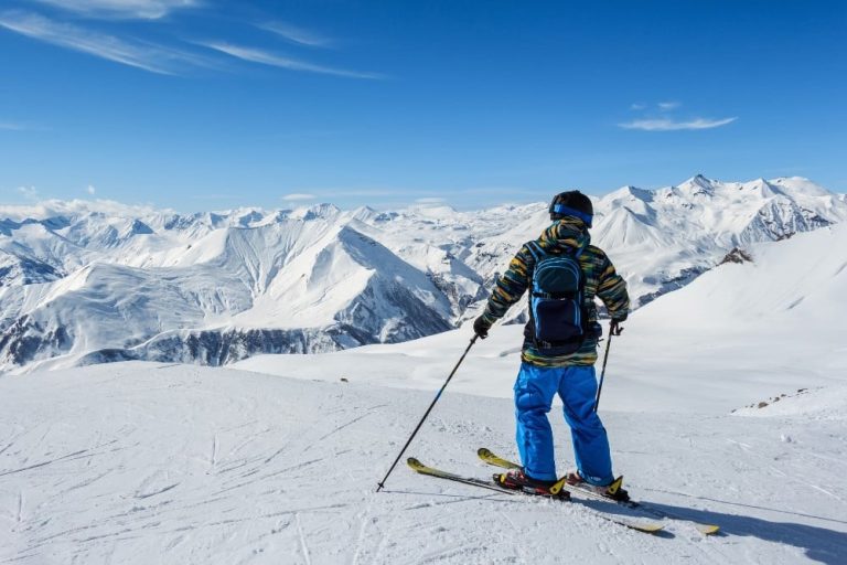 skier blue pants