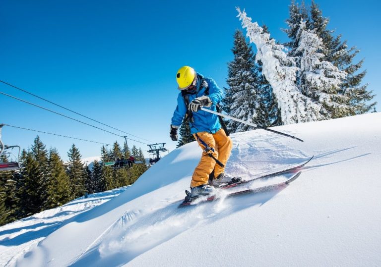 yellow ski pants