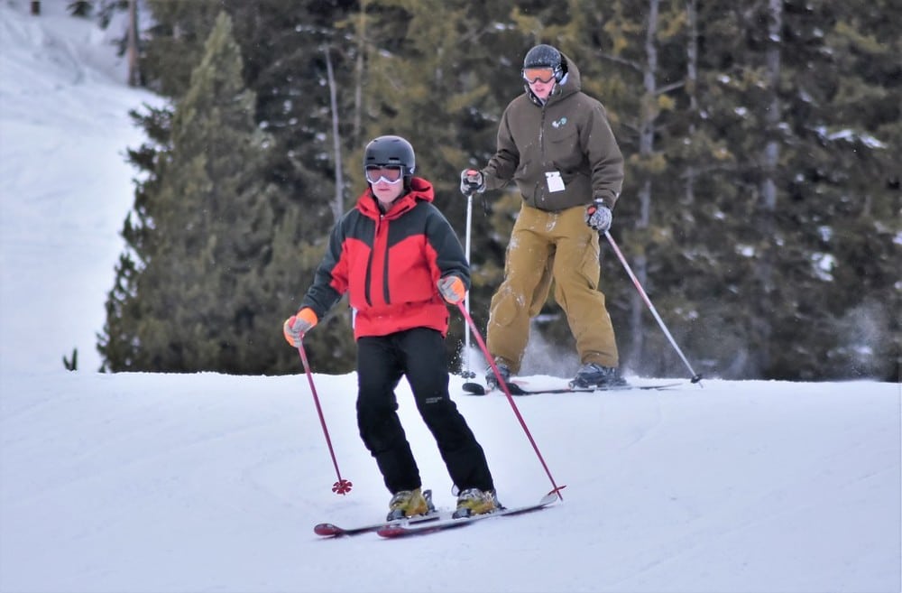 Couple Skiing