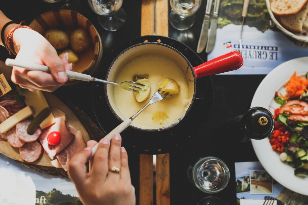 eating with cheese