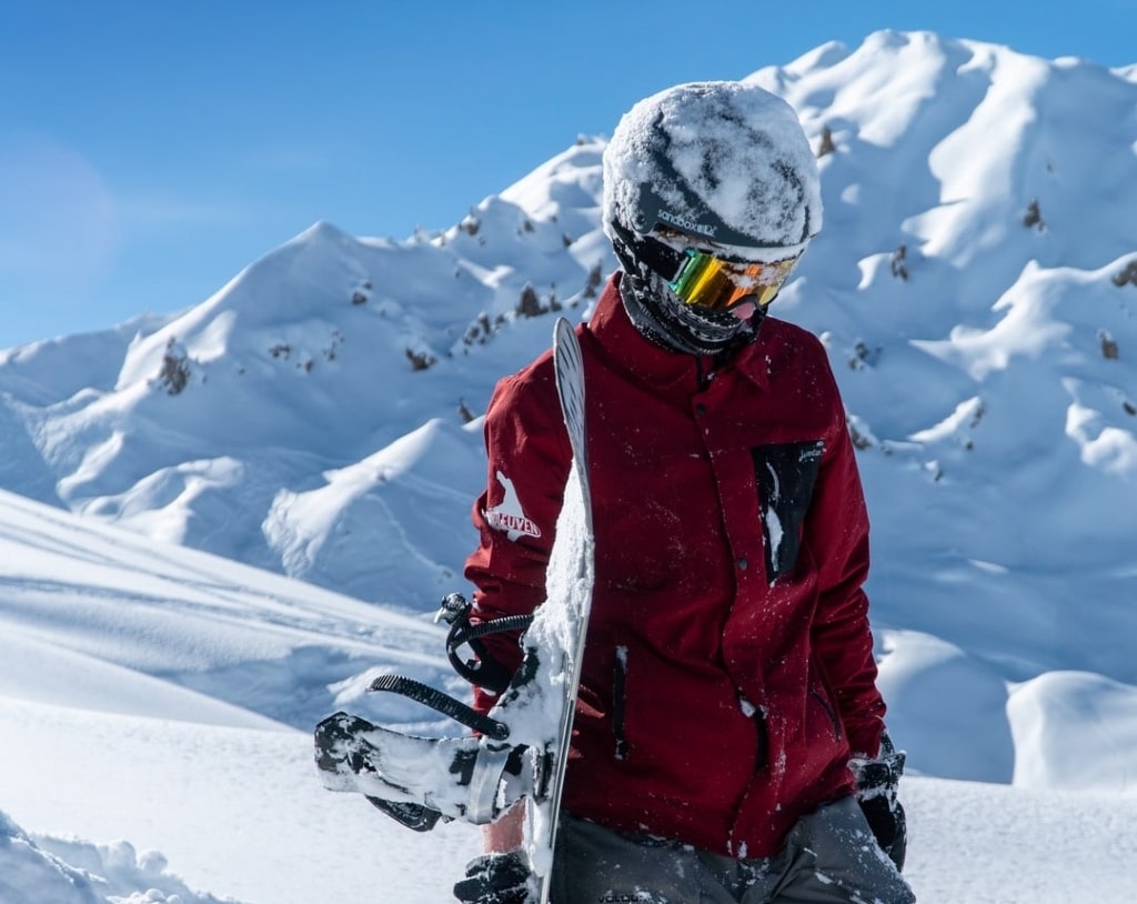 ski helmet with snow