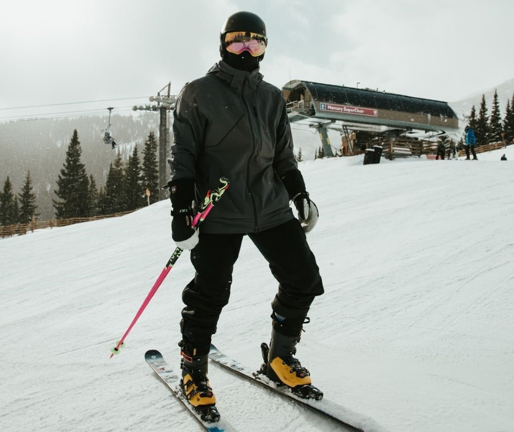 skier in complete cloth