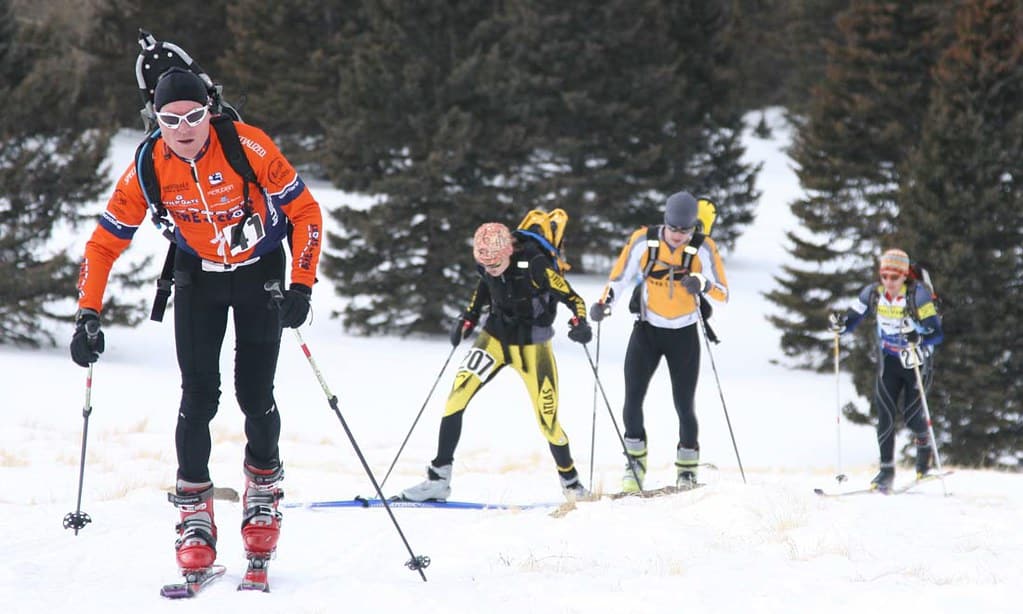 skier with back protector