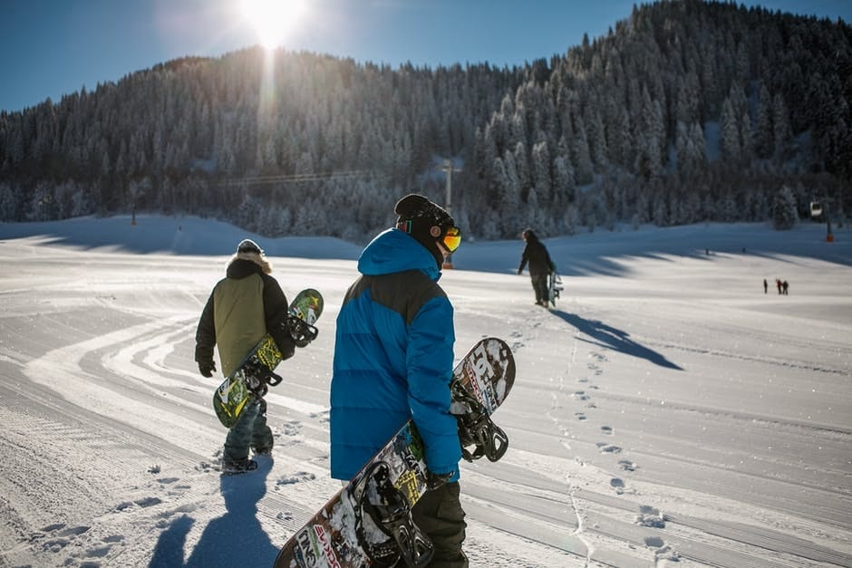 snowboarding in park