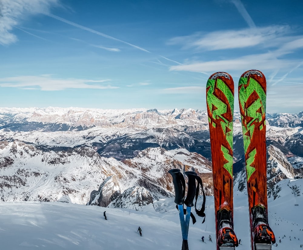 pair of skis with poles