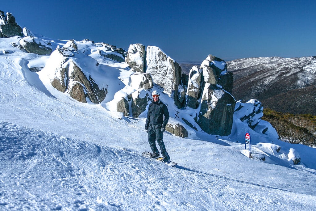 Skiing boarding at Thredbo
