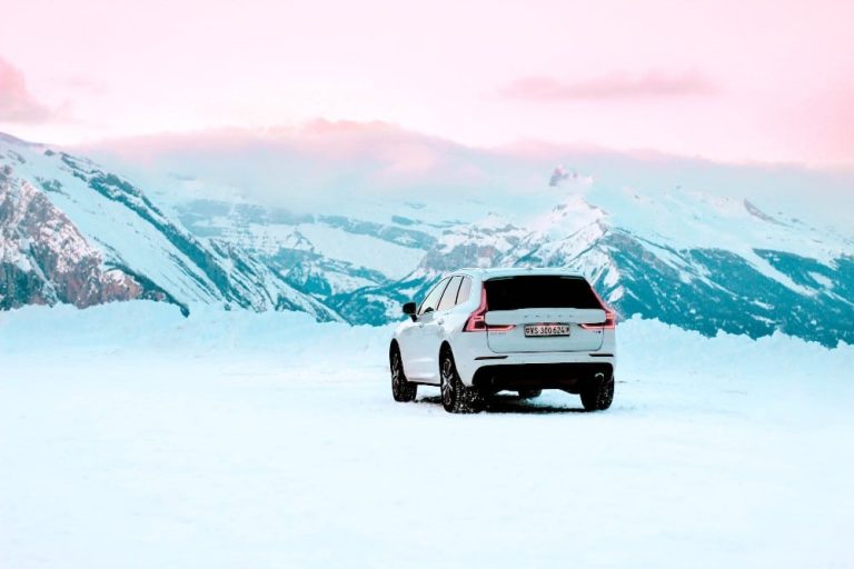 white car snow